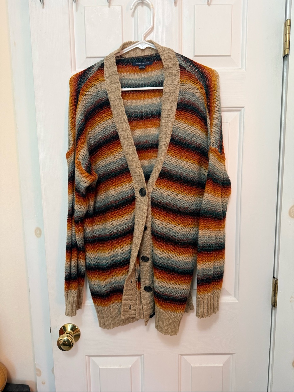 American Eagle Outfitters Striped Button-Front Cardigan